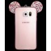 Samsung Galaxy S6 - Mickey 3D Bling Bling Crystal Ear with Removable Strap TPU Soft Protective Cover Case - Pink